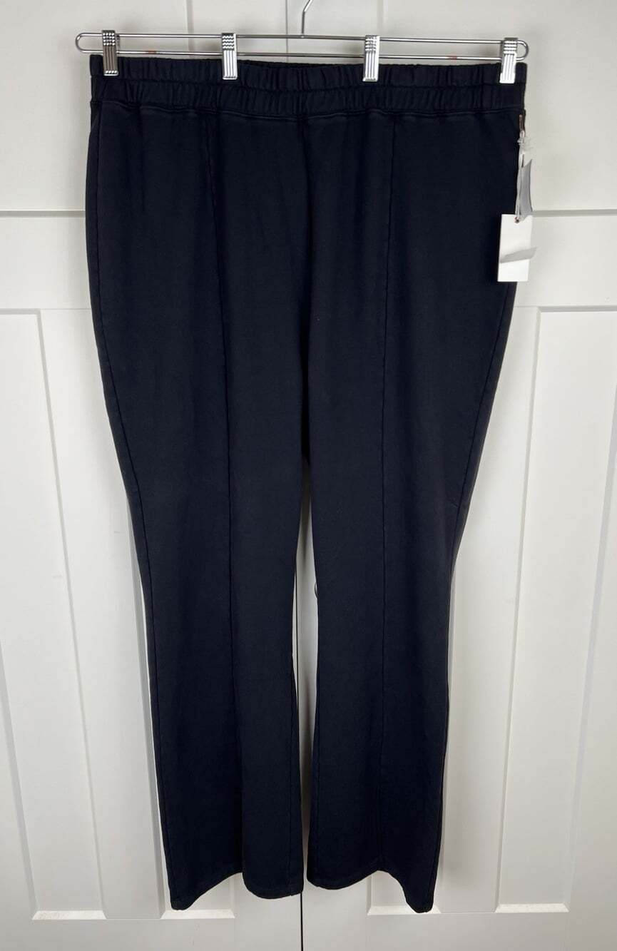 Good American Split Flare Sweats Size 7 4X Black NWT Pull On Pants $95